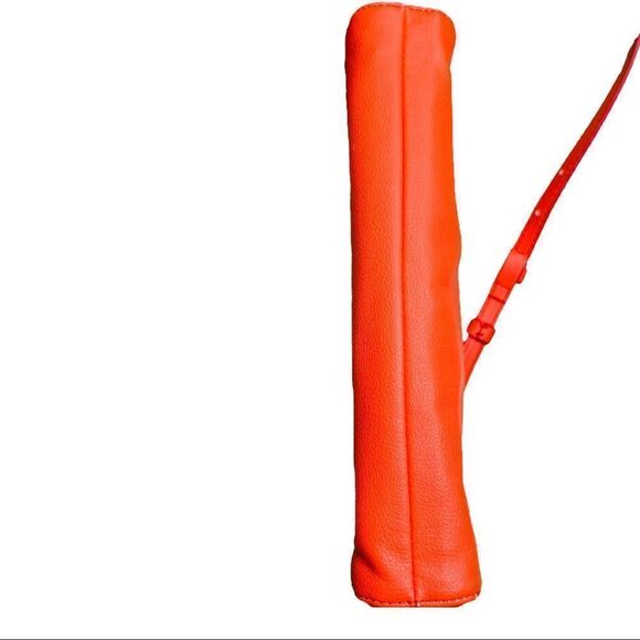 Fossil Bright Orange Crossbody Purse Copper Looking Hardware - Picture 6 of 9